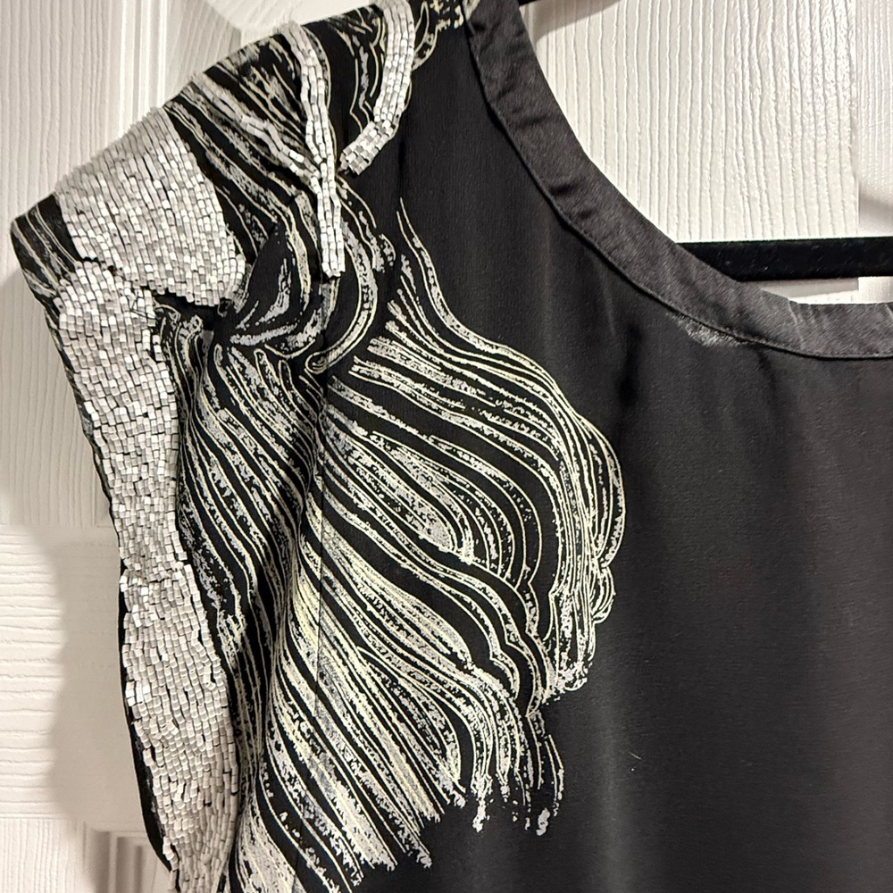 Collective Concepts from Anthropologie Black Blouse with shimmery beaded Accent - Picture 2 of 6